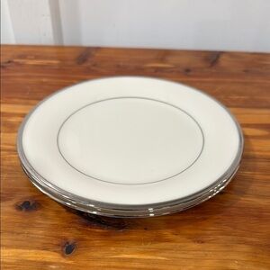 Lenox Dimension Collection Solitaire Ivory Salad Plates w/ Platinum Band x 2